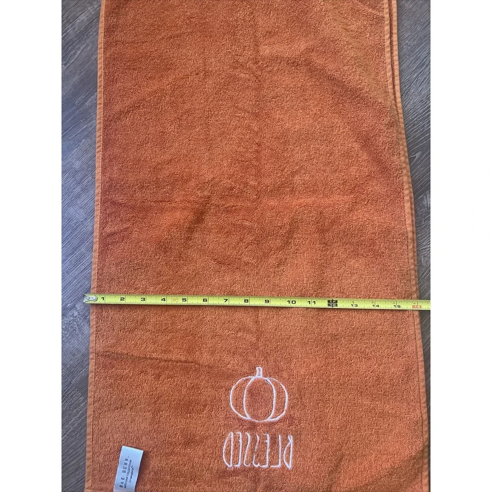Rae‎ Dunn Orange Blessed Pumpkin Bathroom Hand Towels Set Of 2